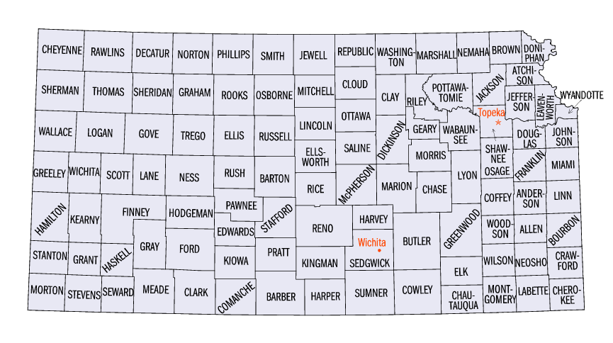 Map of Kansas Counties
